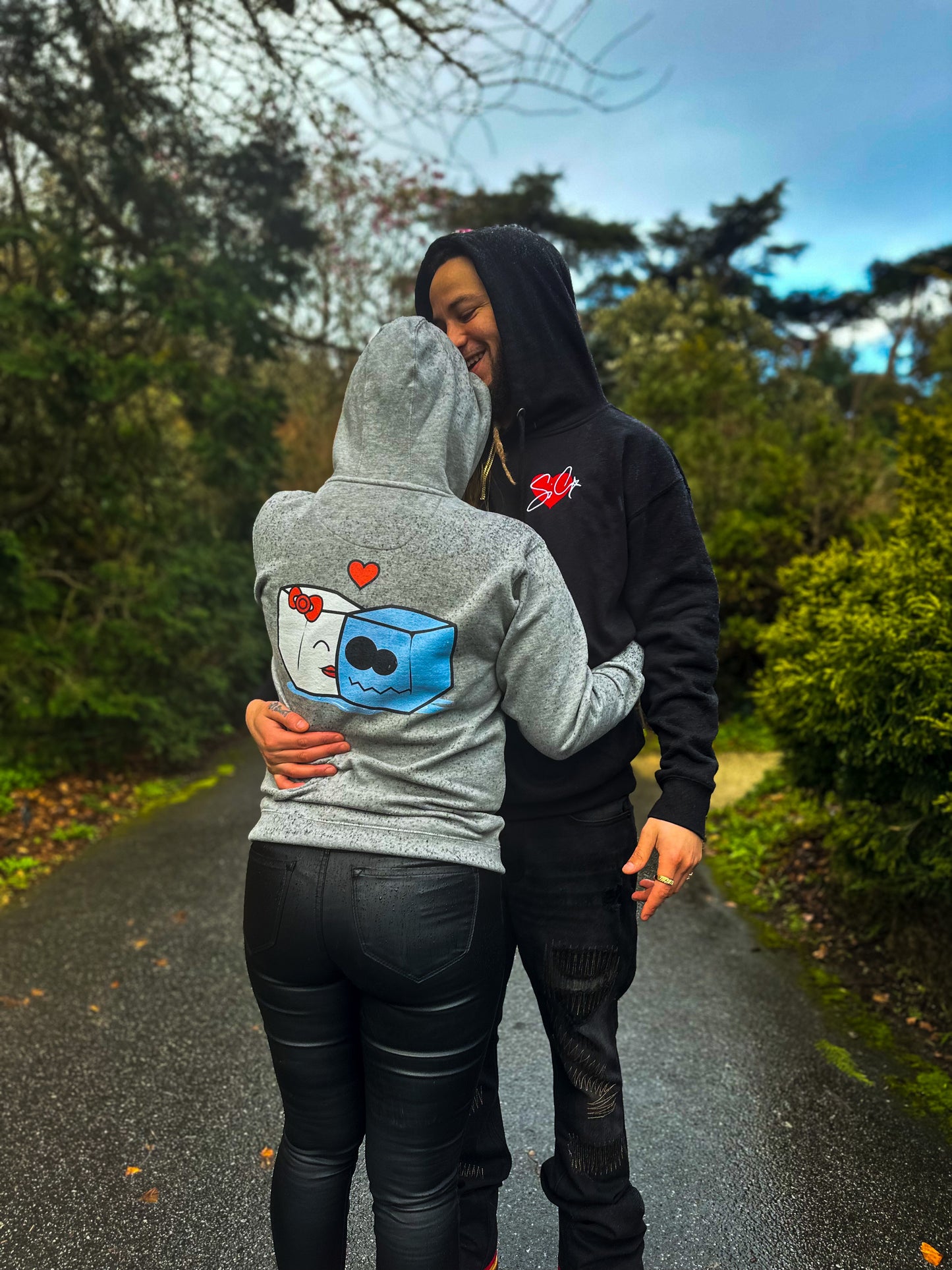 Rain or Shine Splash Ice Eternal Love Hoodies in Black & Grey